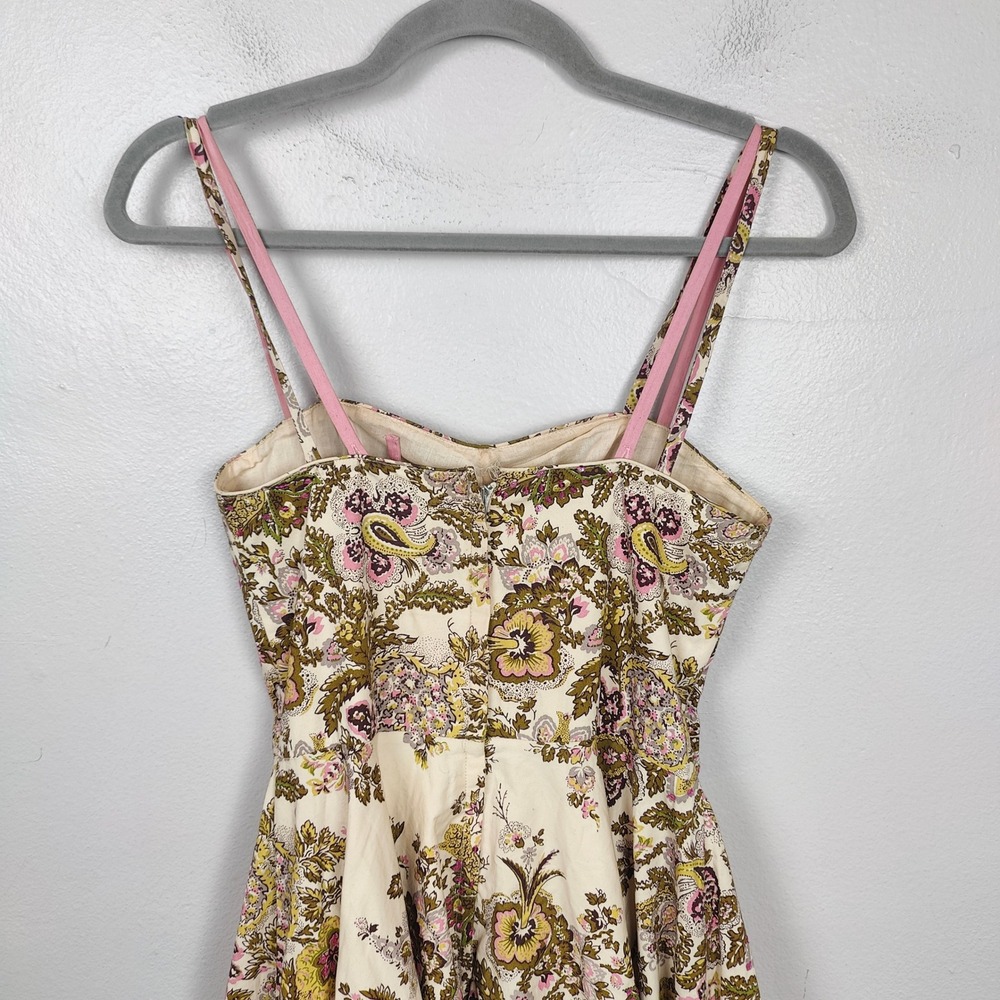 Vintage Anthropologie Elevenses Dress Womens 2‎ Cream Floral Print Sequins Boho - Picture 11 of 13